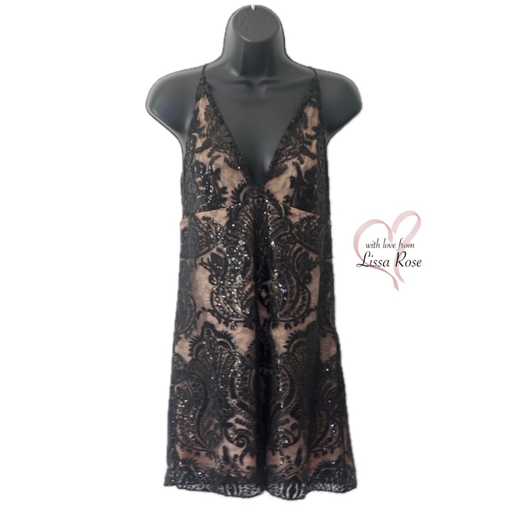 Night Shimmers Embroidered Sequin Mesh Lace Party Mini Dress (Free People)